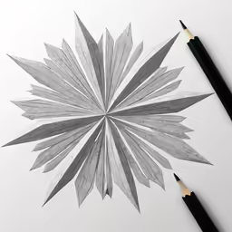 drawing a flower with pencils on paper