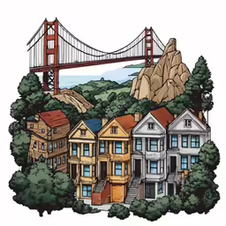the san francisco bridge from the hills below it
