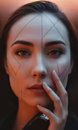 a woman with lines on her face looks concerned