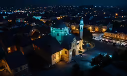 the city of the town has all white lights at night