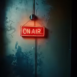 a red sign hanging on the side of a building