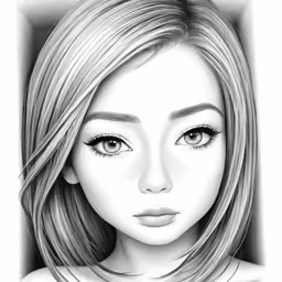 a drawing of a girl with long hair