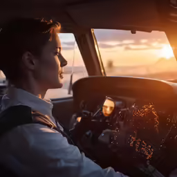 a female sitting in the drivers seat of a truck