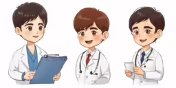 the male doctor in three different poses