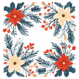 a square picture with poins and leaves