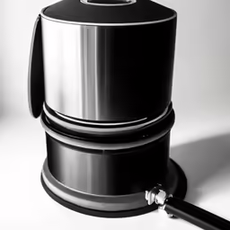 black and white photo of two silver objects