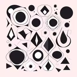 abstract, black and white pattern on pink background