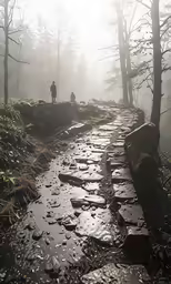 there is a trail that is very wet