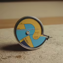 a clock has been painted with yellow and blue circles