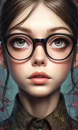 an illustration shows a woman with glasses and a bow tie