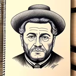 an illustrated picture of a man wearing a hat,the old man is wearing a hat and tie,drawing of a man with glasses and a hat,a black and white drawing of a bearded man wearing a hat,an ink drawing of abraham lincoln wearing a hat