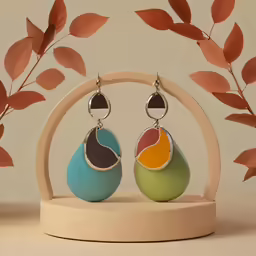 two different color circles are sitting on display