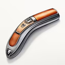 a silver knife with brown wood handle on a white surface