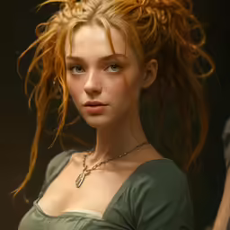 a young lady has long hair blowing in the wind