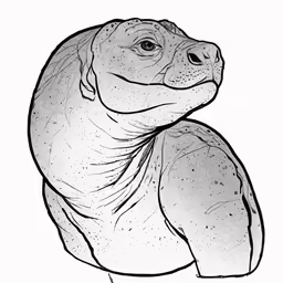 a drawing of a large animal, sitting on its hind legs