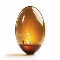 the tree inside the sphere is growing from the ground