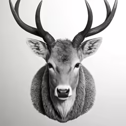 a black and white photograph of a deer