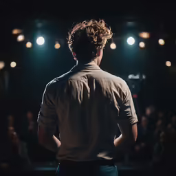 a man stands in the middle of a crowd at a concert