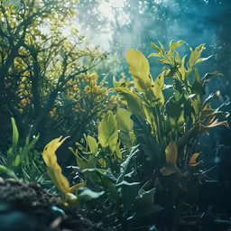 the forest is full of trees and bushes