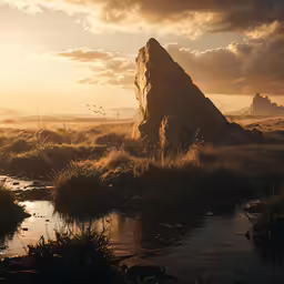 some big rocks and water on the side