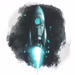 the spaceship is floating in front of a black and white background