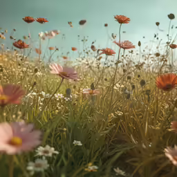 this photo features a group of daisies and other wildflowers