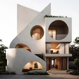 this modern house has round circles on it