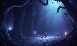 an image of a person standing in a dark forest