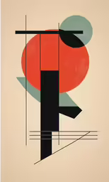 abstract geometric art print on a beige background