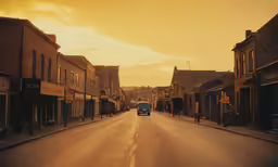 a street with a car parked on the side of it