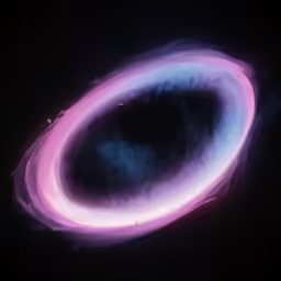 an object with a purple ring and black background