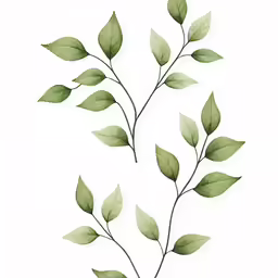 two green leaves with one branch missing