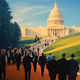 there is a lot of people that are walking in front of the capitol building