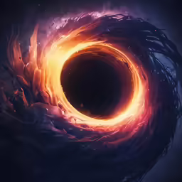 abstract art with an orange and purple ring