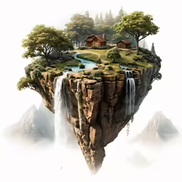 an illustration of a tiny island in the air