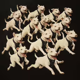 a group of white dogs standing next to each other