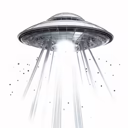 a drawing of a flying object on top of a white wall