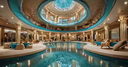 there is an inside pool with some lights