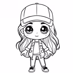 an animal girl with a hat on, standing in front of a white background