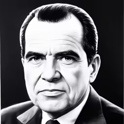 the portrait of president john nixon, wearing a suit and tie