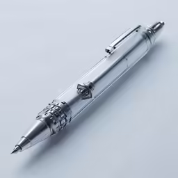the fabern classic pen is silver and features a detailed image of the head