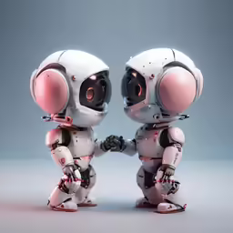the two robots are shaking hands