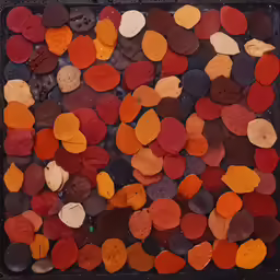 an artful collection of multi - colored rocks
