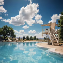 a pool with steps to the bottom and above water