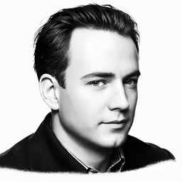 a drawing of a man with black and white image