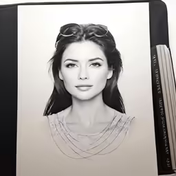 a drawing of a woman with glasses on her face