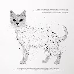 a drawing of a cat with different spots