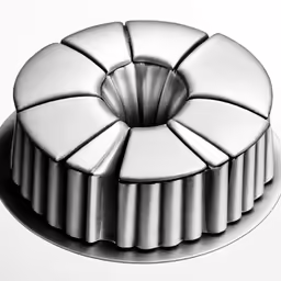 the side view of a round cake in a pan