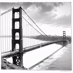 black and white photo of the golden gate bridge