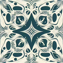 a green and white print with lots of leaves,an abstract art design with multiple elements in blue
